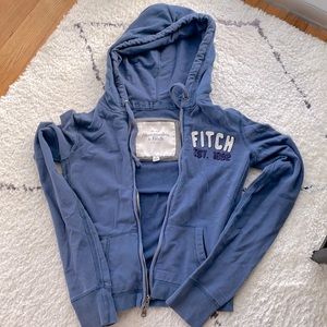 Blue Abercrombie & Fitch Stretch Zipper Hoodie-Size small- Fits S- XS- Used